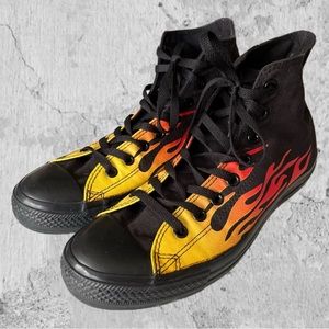 CONVERSE All Star Chuck Taylor hi top black Hot Rod Flames men’s 10 women’s 11